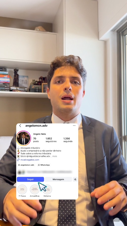 Animação do perfil do Instagram com o cursor sobre o botão Seguir